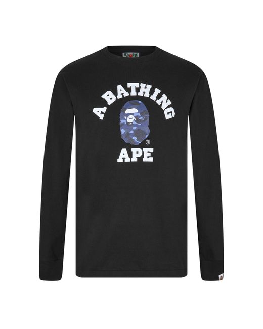 A Bathing Ape Black Bape College Long-Sleeve T-Shirt for men