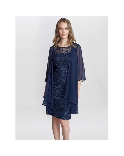 Gina Bacconi Blue Hayley Embroidered Dress