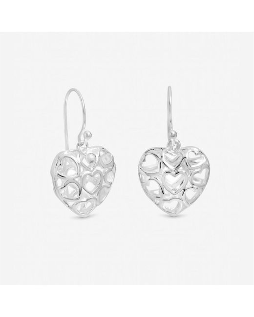 Inicio White Sterling Plated Filagree Heart Earrings