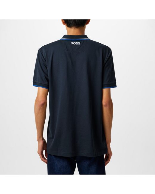 Boss Blue Paddy Pro Premium Cotton Polo Shirt for men