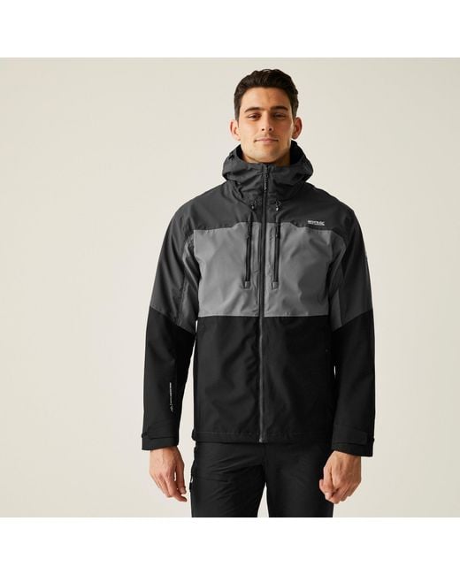 Regatta Black Maland Waterproof Hooded Jacket for men