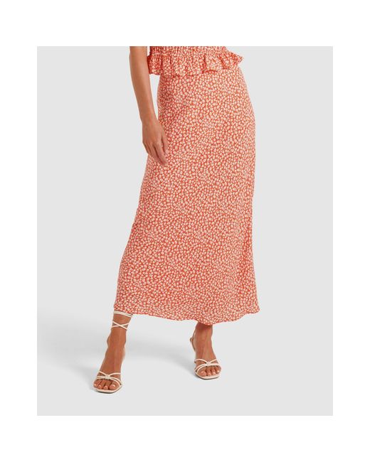 Forever New Orange Posy Bias Maxi Skirt