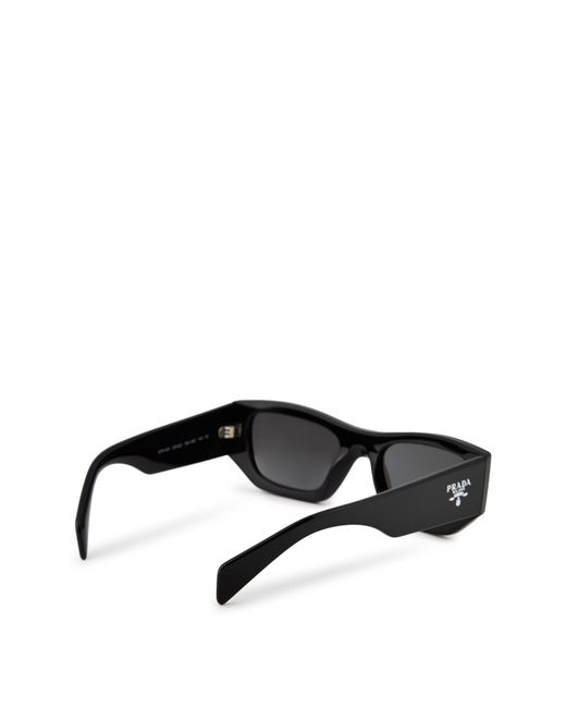 Prada Black Logo Rectangular Sunglasses