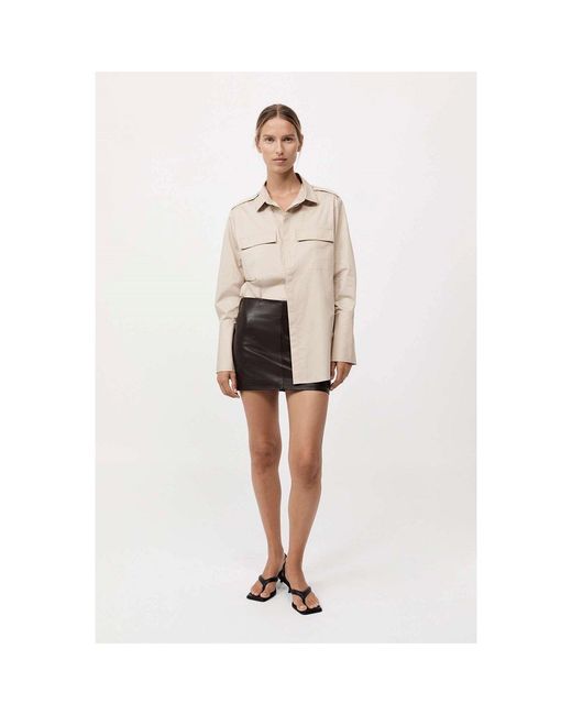 St. Agni Gray Leather Mini Skirt