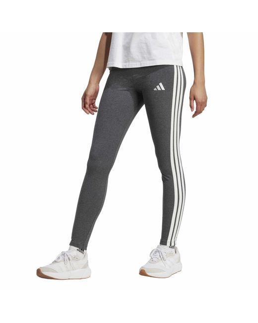 Adidas Gray Essentials 3 Stripe Leggings