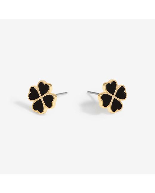 Jon Richard Metallic Plated And Jet Enamel Clover Stud Earrings