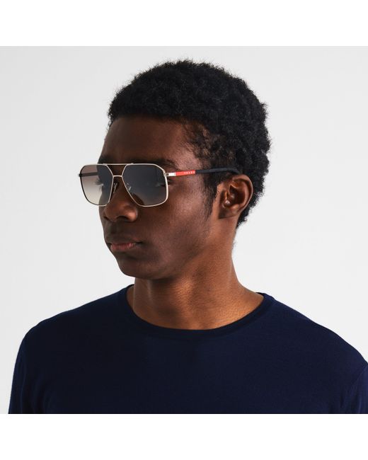 Prada Gray 0Ps A50S Aviator Sunglasses for men