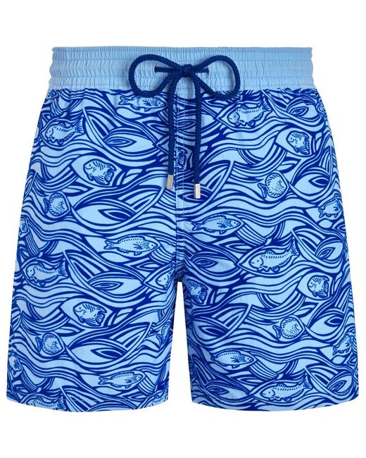 Vilebrequin Blue Swim Trunks Flocked Aquarium for men