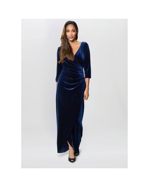 Gina Bacconi Blue Paris Velvet Maxi Dress With 3/4 Sleeve