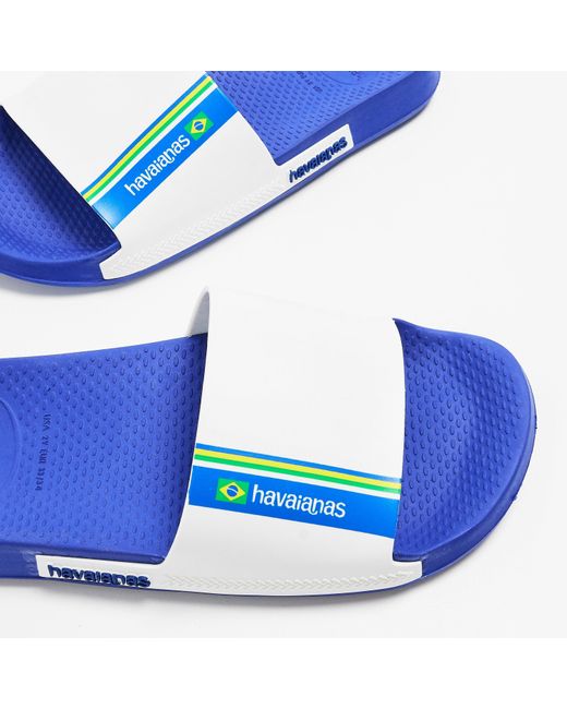 Havaianas Blue Slide Brasil Flip Flops