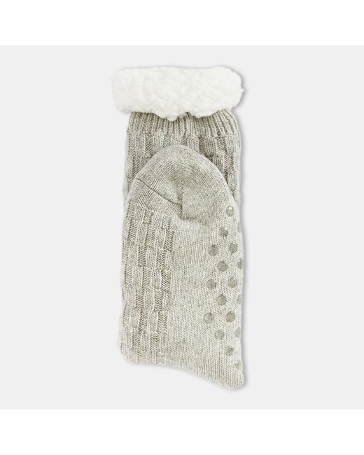 Barbour Gray Cable Knit Lounge Socks