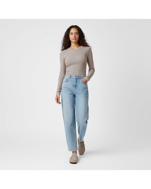 Jack Wills Gray Waffle Lsbaby Cotton Crew Neck Slim Fit Long Sleeve T-Shirt