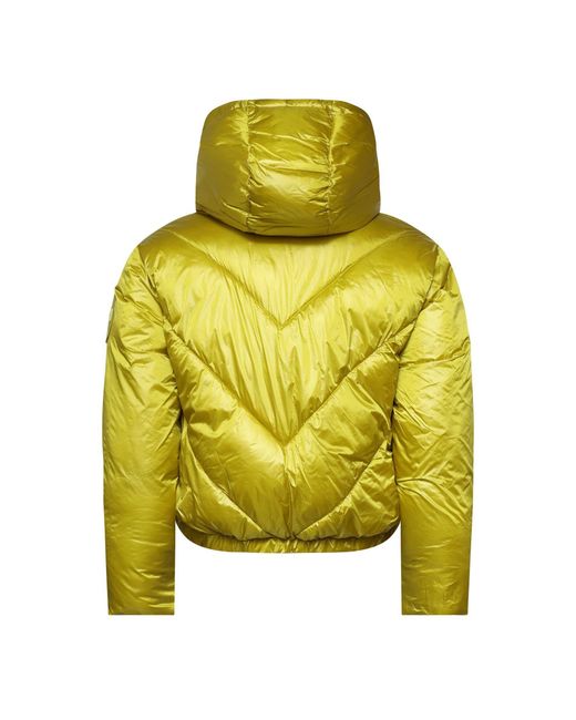 DKNY Yellow Cropped Puffer Jacket