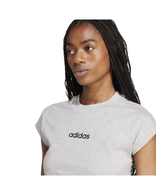 Adidas Gray Essentials Linear Cotton T-Shirt