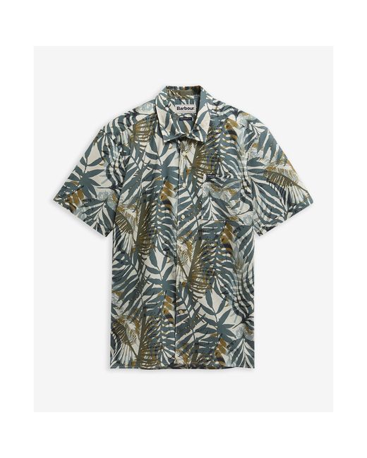 Barbour Green Patterned Short Sleeve Shirt for men