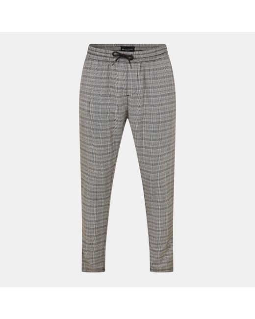Brave Soul Gray Check Pants With Drawcord Waist for men