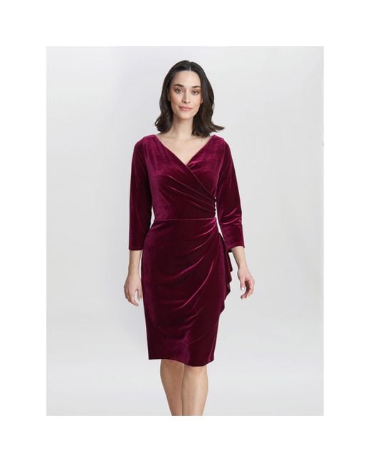 Gina Bacconi Red Zoe Velvet Wrap Dress