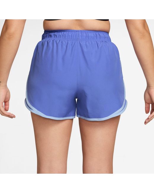 Nike Blue Tempo Dri-Fit Mid-Rise Brief-Lined Running Shorts