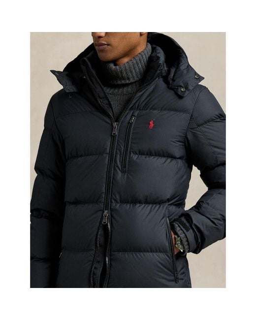 Ralph Lauren Black El Cap Water Resistant Duck Down Detachable Hood Short Puffer Jacket for men