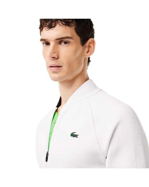 Lacoste White Daniil Moisture Wicking Performance Tracksuit Top for men