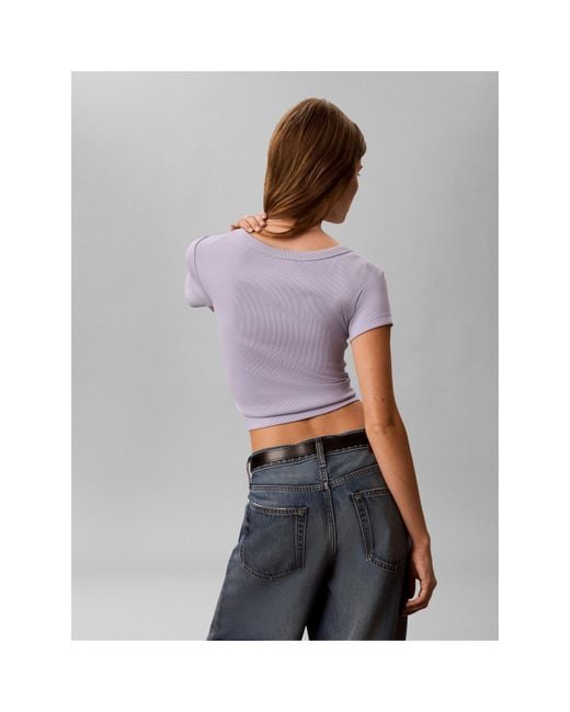 Calvin Klein Blue Woven Ribbed Baby Tee