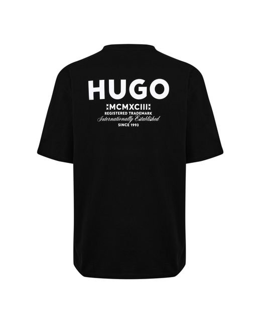 HUGO Black Printed Logo Back T-Shirt With Mcmxciii Text for men