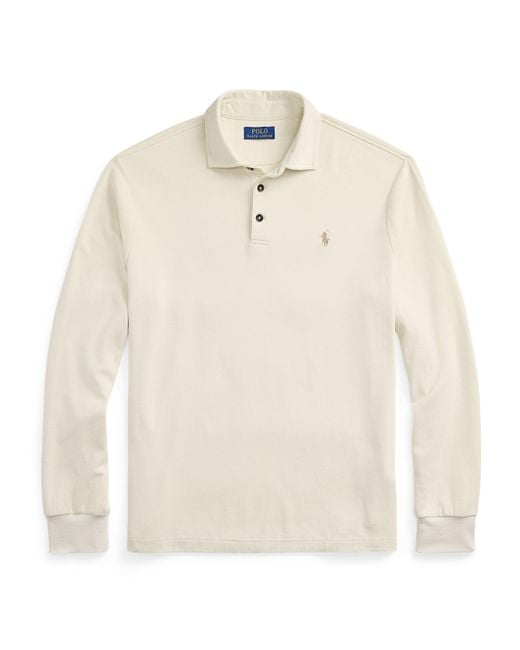 Polo Ralph Lauren Long Sleeve Polo Top in White for Men | Lyst UK