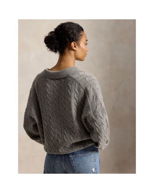 Polo Ralph Lauren Gray Sweater Polo Knitted Long Sleeve Shirt
