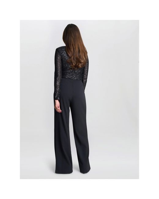 Gina Bacconi Blue Allegra Sequin Crepe Jumpsuit