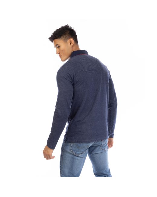 Peter Werth Blue W Ellstn Long Sleeve Polo Shirt for men