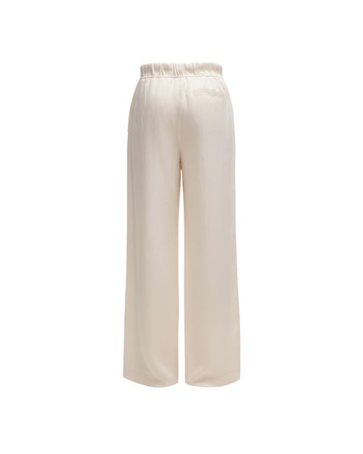 Boss White Taualy-W Relaxed Fit Wide Leg Trousers