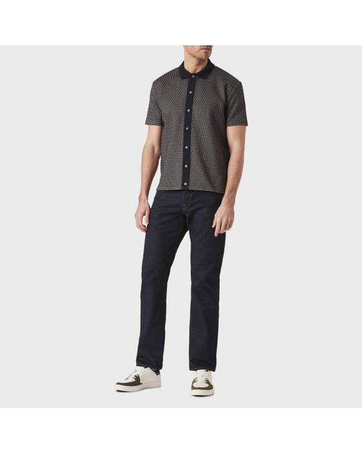 Paul Smith Black Button Front Short Sleeve Patterned Shirt for men