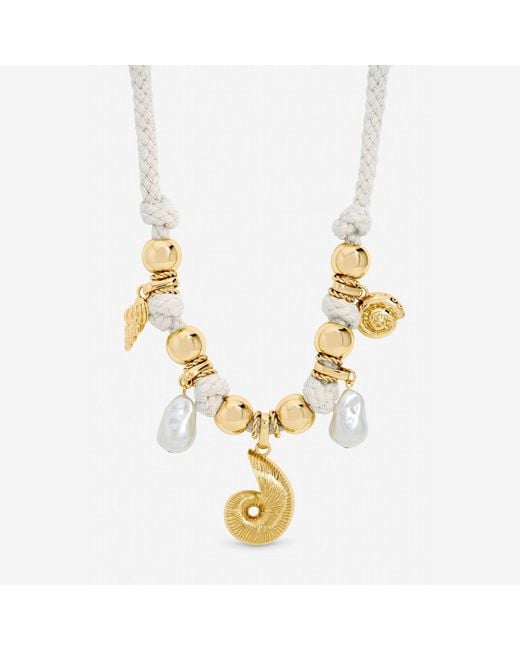 Mood Metallic Plated Statement Rope Shell Necklace