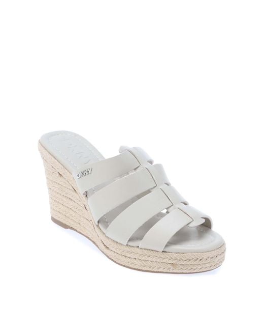 DKNY White Cintera Wedge Sandals