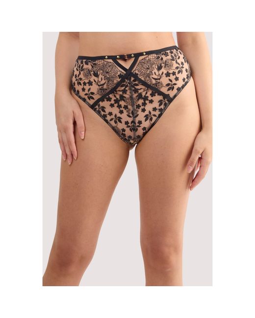 Playful Promises Black Cindy Floral Embroidery High Waist Thong