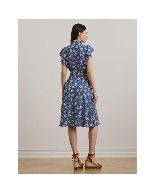 Ralph Lauren Blue Floral Belted Dress
