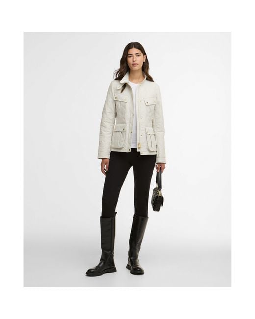 Barbour White Halsey Long Sleeve Quilted Jacket