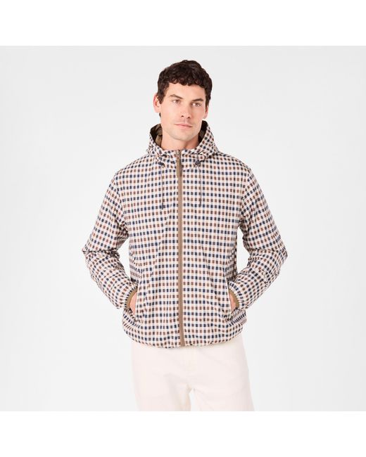 Aquascutum Green Reversible Check Hooded Long Sleeve Rain Anorak for men