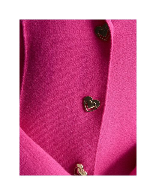 Gina Bacconi Pink Alyona Heart Button Long Sleeve Jacket