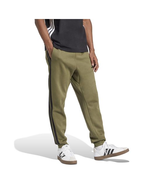 Adidas Green Essentials Fleece Tapered Cuff 3-Stripes Joggers for men