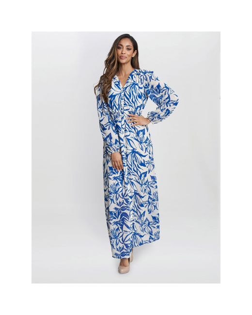 Gina Bacconi Blue Judy Button Dwon Long Sleeve Dress