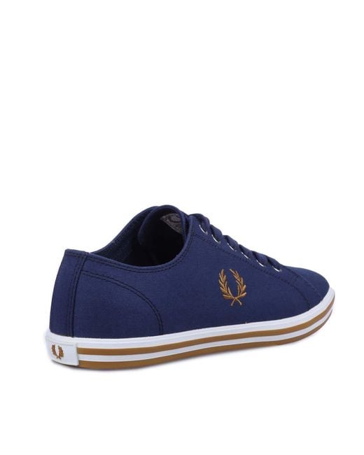 Fred Perry Blue Kingston Twill Trainers Size 6 for men