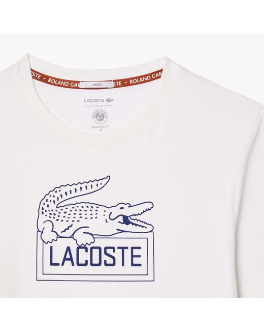 Lacoste White Roland-garros Edition Ultra Dry Tennis T-shirt for men