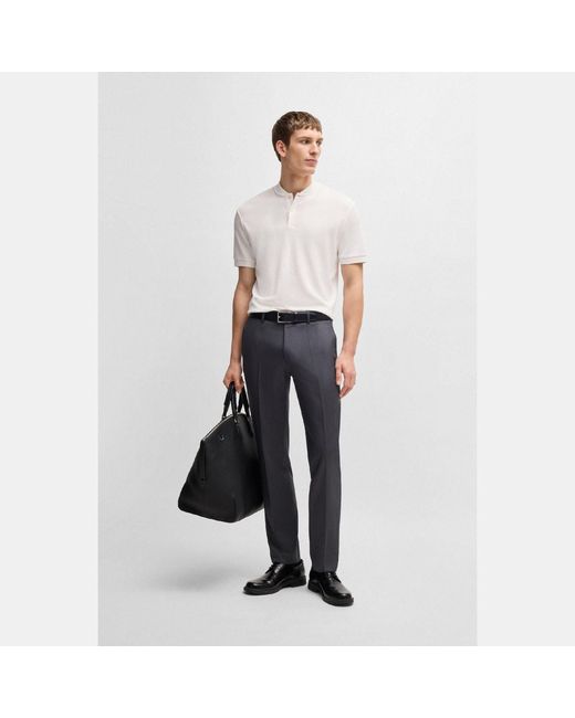 Boss Gray H-Pratt 120 Collarless Polo Shirt for men