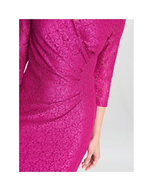 Gina Bacconi Pink Fearne Lace Wrap Maxi Dress
