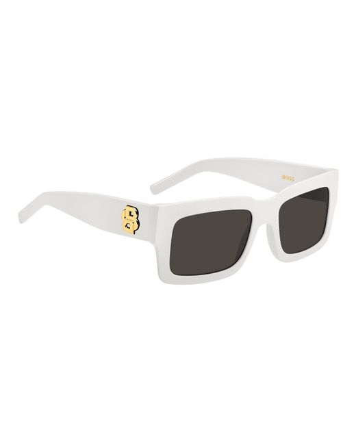 Boss White Rectangular Round Sunglasses