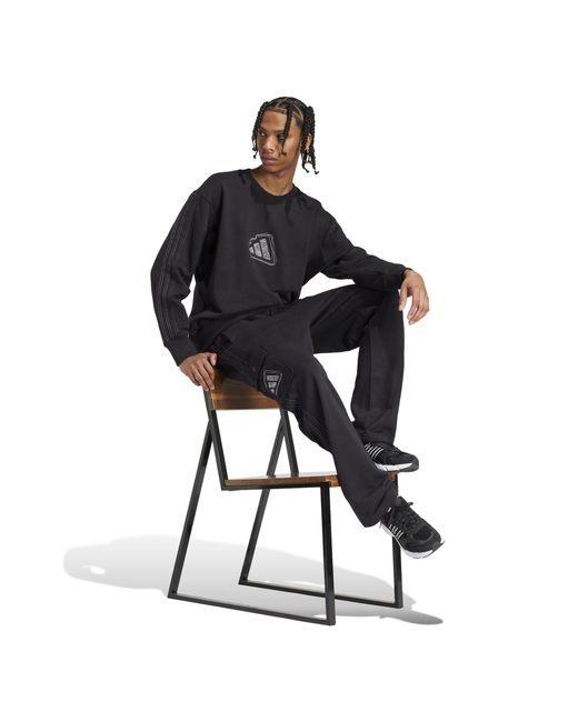 Adidas Black All Szn French Terry Graphic Seasonal Jogging Bottoms for men