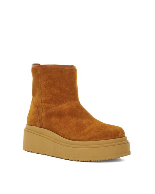 Dune Brown Podsey Faux Shearling Lined Platform Boots