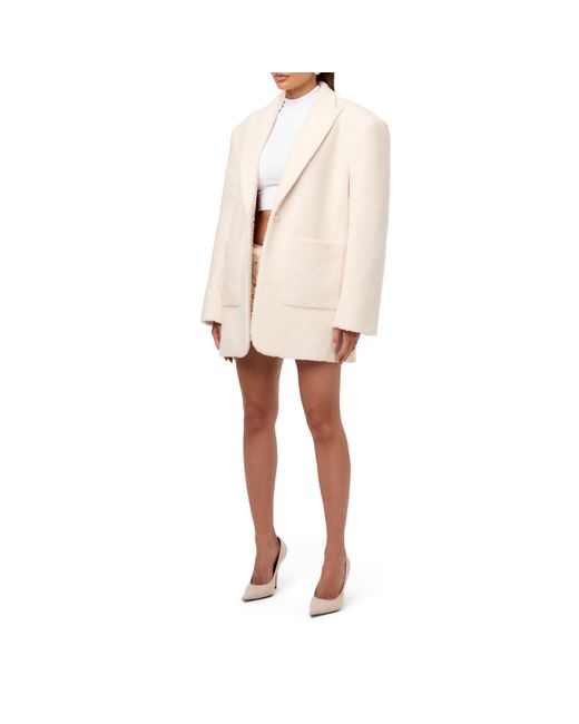 Naked Wardrobe Natural Boucle Long Sleeve Oversized Blazer
