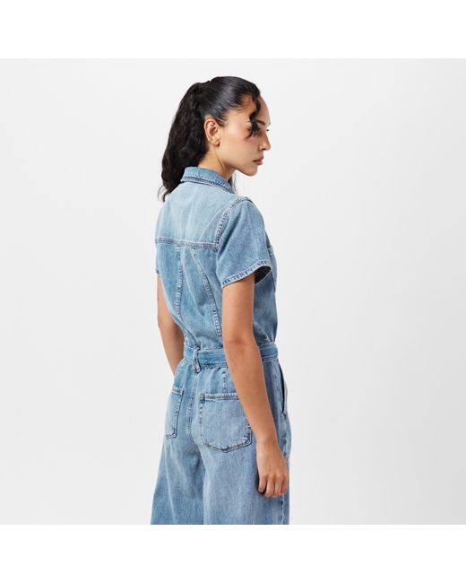 GOOD AMERICAN Blue Linen Lightweight Jumpsuit